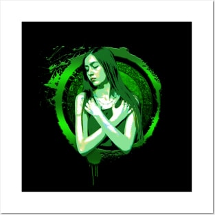 Green woman Posters and Art